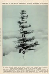 A aeronave mais rápida de dois lugares do país: Demônios voando em formação de escalão, de The Illustrated London News Royal Naval e Military Number, 20 de julho de 1935