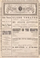 The Globe Theatre Program, 21 de abril de 1884