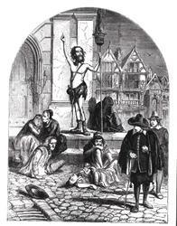 A Grande Peste de 1665, a Entusiasta Denunciando Londres (gravura) (foto bw)