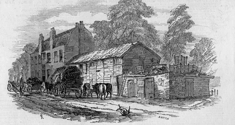 A casa de meio caminho entre Knightsbridge e Kensington, gravada por Frederick James Smyth, 1848