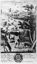 O Harbourer, com o cão de sangue por abrigar o stagg, de "The Gentleman&39;s Recreation", publicado por Richard Blome, 1686