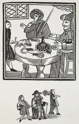 A história do senhor Richard Whittington, três vezes senhor prefeito de Londres, ilustração dos Chapu-livros do século XVIII por John Ashton, bar. 1882