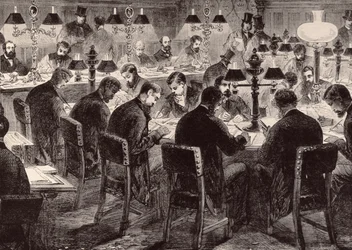 A Casa dos Comuns: A Sala do Repórter, de &39;The Illustrated London News&39;, 18 de fevereiro de 1882