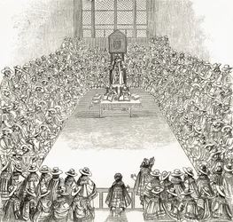 A Casa dos Comuns no tempo de James I, de &39;Londres Pictures: desenhada com caneta e lápis&39;, pelo Rev. Richard Lovett, publicado em 1890