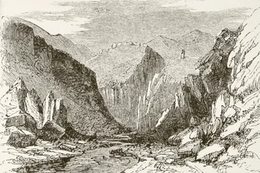 O passo de Khyber, de «The National and Domestic History of England», de William Hickman Smith Aubrey (1858-1916), publicado em Londres, c. 1890