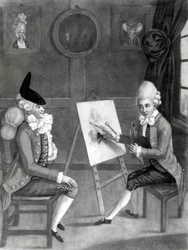 O Macaroni Painter, ou Billy Dimple, apropriado para o seu Picture, publicado por Bowles and Carver, 1772 (mezzotint)