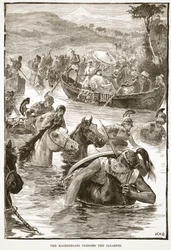 Os macedônios cruzando o Jaxartes