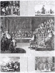 O Casamento, Guerras, Sofrimento e Morte do Mártir Real, Rei Carlos o Primeiro, impresso por Henry Overton e J. Hoole (gravura) (foto bundw)