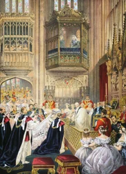 O casamento em St Georges Chapel, Windsor, de Um Memorial do Casamento de Eduardo VII e Alexandra da Dinamarca, pub. 1864