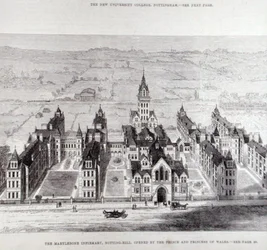 A Enfermaria de Marylebone, Notting Hill, aberta pelo Príncipe e Princesa de Gales, de The Illustrated London News, 7 de fevereiro de 1881