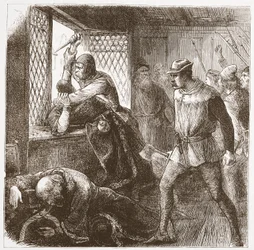 A indignação em Praga, ilustração da história do protestantismo por James Aitken Wylie (1808-1890), bar. 1878