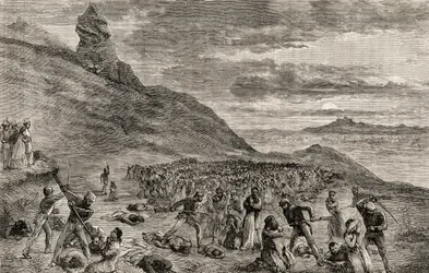 A perseguição e o massacre dos cristãos na ilha de Madagáscar em 1849, c. 1865