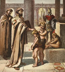 O papa e as crianças saxônicas, bar. 1890
