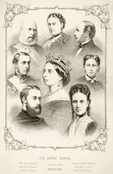 A família real da rainha Vitória, de «The National and Domestic History of England», de William Hickman Smith Aubrey (1858-1916), publicado em Londres, c. 1890