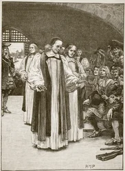 Os sete bispos que entram na torre, ilustração da história ilustrada de Cassells da Inglaterra (foto sépia)