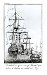 O xeque ou governador de Moçambique visita a Gama a bordo de seu navio (gravura) (foto do bundw);