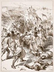O cerco de Waterford, ilustração da história ilustrada de Cassells da Inglaterra (foto sépia)