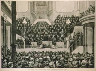 O Estado da Irlanda: O Encontro de Senhorios no Edifício da Exposição, em Dublin, no The Illustrated London News, 14 de janeiro de 1882
