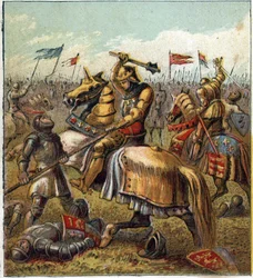 A Guerra das Duas Rosas (1455-1485): Batalha entre a Casa Real de York e o Maçon Real de Lancaster. Ilustração da Guerra Civil inglesa nascida da divisão dos sucessores do Rei Eduardo III (1327-1377) em dois ramos. A Guerra do Ros
