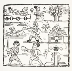 O viajante de Welch, ou o Welchman infeliz por Humphrey Cornish, ilustração dos Chapu-livros do século XVIII por John Ashton, bar. 1882