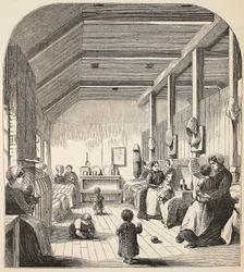 O berçário do condenado em Brixton, ilustração das prisões criminosas de Londres e cenas da vida da prisão por Henry Mayhew e por John Binny, bar. 1862