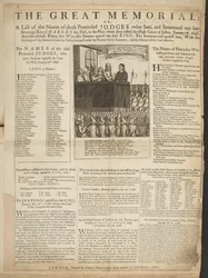 The great memorial, or, A list of the names of those pretended judges who sate and sentenced our late Soveraign King Charles the First, in the place which they called the High Court of Justice, January 27