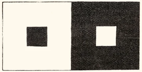 A ilusão de irradiação da perceção visual em que uma área clara do campo visual parece maior do que uma área escura idêntica. Olhar fixamente para esta imagem provoca uma dispersão da luz no interior do olho e tem o efeito de aumentar a imagem de uma luz.