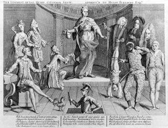 O julgamento da rainha do senso comum, dirigido a Henry Fielding Esq., 1736