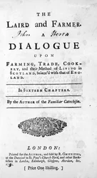 Página de rosto de The Laird and Farmer, do autor do Catecismo Familiar, publicado em 1750
