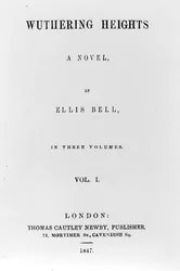 Página de rosto para a primeira edição de Wuthering Heights por Ellis Bell (pseudônimo de Emily Bronte), publicado em 1847 (impresso)