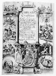 Página de título da Criminalidade Coryats, publicada em 1611