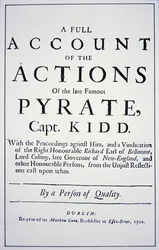 Página de rosto de uma vida do capitão pirata William Kidd, publicado em Londres em 1701 (lito)