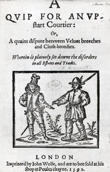 Página de rosto de A Quip for the Courter Upstart por Robert Greene, 1592