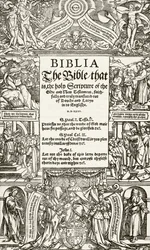 Página de rosto da Bíblia de Coverdale, impressa em 1535, de A História Nacional e Doméstica da Inglaterra por William Hickman Smith Aubrey (1858-1916) publicou Londres, c.1890