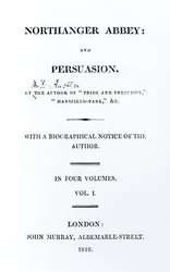 Página de rosto de Northanger Abbey and Persuasion, de Jane Austen, primeira edição, 1818