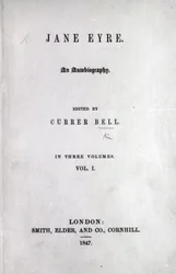 Página de rosto para a primeira edição de Jane Eyre por Charlotte Bronte, 1847 (impressão)