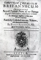 O índice de teatro química para a Grã-Bretanha por Elias Ashmole, 1652 (cópia)