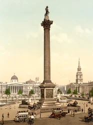Trafalgar Square, Londres (foto colorida à mão)