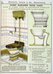 Triton Closet de um catálogo de artigos sanitários produzidos por Morrison, Ingram & Co., Manchester, publicado c.1890