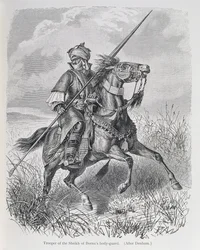 Soldado do guarda-costas do xeque de Bornu, de "The History of Mankind", Vol.III, do Prof. Friedrich Ratzel, 1898