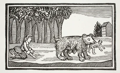 Valentim e Orson, ilustração dos Chapu-livros do século XVIII por John Ashton, bar. 1882