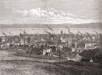 Vista de Dundee, Escócia, de "Cities of the World", publicado em c.1893 (gravura)