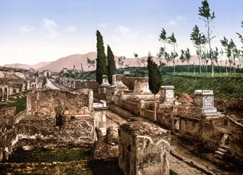 Vista, de, pompeii, (hand-colored, photo)