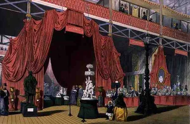 Vista das esculturas na secção da Áustria da Grande Exposição de 1851, de Dickinson