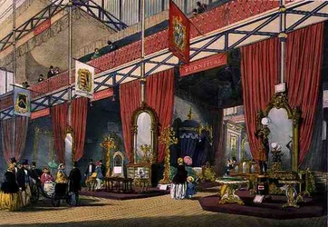 Vista da secção de Mobiliário da Grande Exposição de 1851, de Dickinson