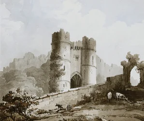 Vista do portal do castelo de Carisbrooke, ilha de Wight
