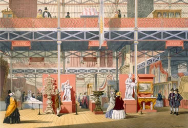 Vista da seção Itália da Grande Exposição de 1851, da Dickinsons Comprehensive Pictures