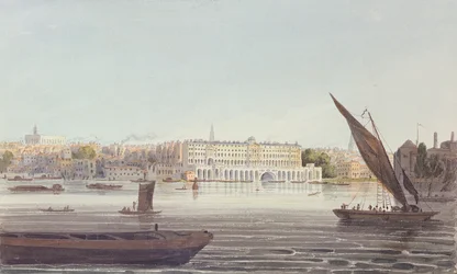 Vista da frente do rio de New Somerset House, de Bankside, 1796