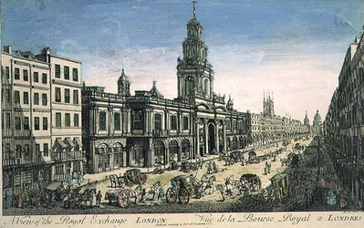 Vista da Royal Exchange, Londres, gravada por Pierre Moithey