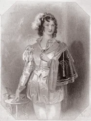 Viola ("La twelzieme nuit") (Décima segunda noite) em - "Galeria das mulheres de Shakespeare, coleção de quarenta e cinco retratos sérios dos primeiros artistas londrinos, enriquecidos com avisos críticos e literários" por volta de 1838 - da "Galeria das m